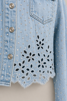 Load image into Gallery viewer, light-wash-eyelet-denim-jacket — stone gray product detail image

