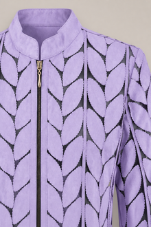 Load image into Gallery viewer, purple-laser-cut-jacket — stone gray product detail image
