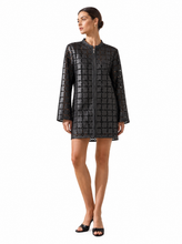 Load image into Gallery viewer, black grey cutout jacket - editorial-model-three-quarter
