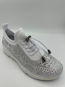 Crystal-Embellished Lace-Up Gym Shoes