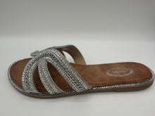 Load image into Gallery viewer, Crystal Embellished Flat Slip-On Sandals (Black/Silver)
