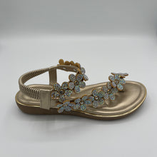 Load image into Gallery viewer, Blooming Crystal T-Strap Sandal with Elastic Comfort Band
