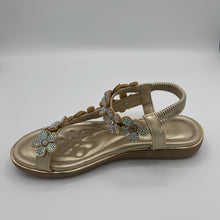 Load image into Gallery viewer, Blooming Crystal T-Strap Sandal with Elastic Comfort Band
