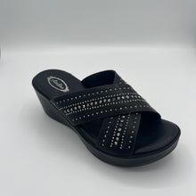 Load image into Gallery viewer, Rhinestone Crisscross Comfort Wedge
