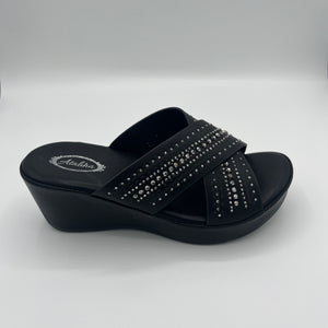 Rhinestone Crisscross Comfort Wedge