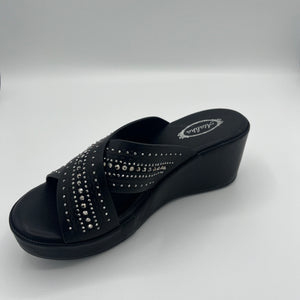 Rhinestone Crisscross Comfort Wedge