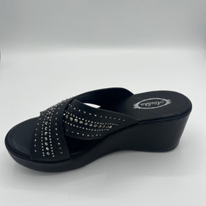 Rhinestone Crisscross Comfort Wedge