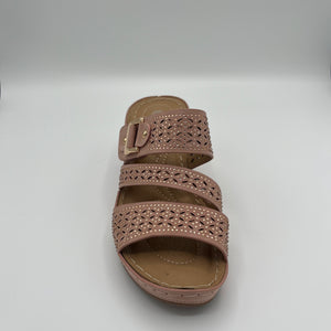 Breathable Laser-Cut Three-Strap Wedge Sandal