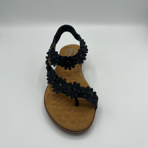 Blossom Daisy T-Strap Sandal with Crystal Embellishments