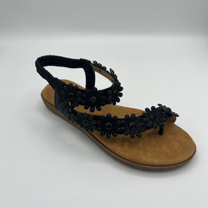 Blossom Daisy T-Strap Sandal with Crystal Embellishments
