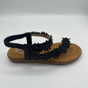 Blossom Daisy T-Strap Sandal with Crystal Embellishments