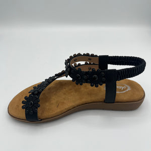 Blossom Daisy T-Strap Sandal with Crystal Embellishments