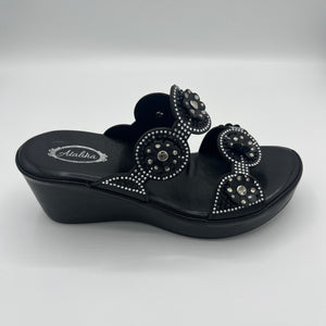 Pure Elegance Platform Slide with Crystal Medallion Embellishments