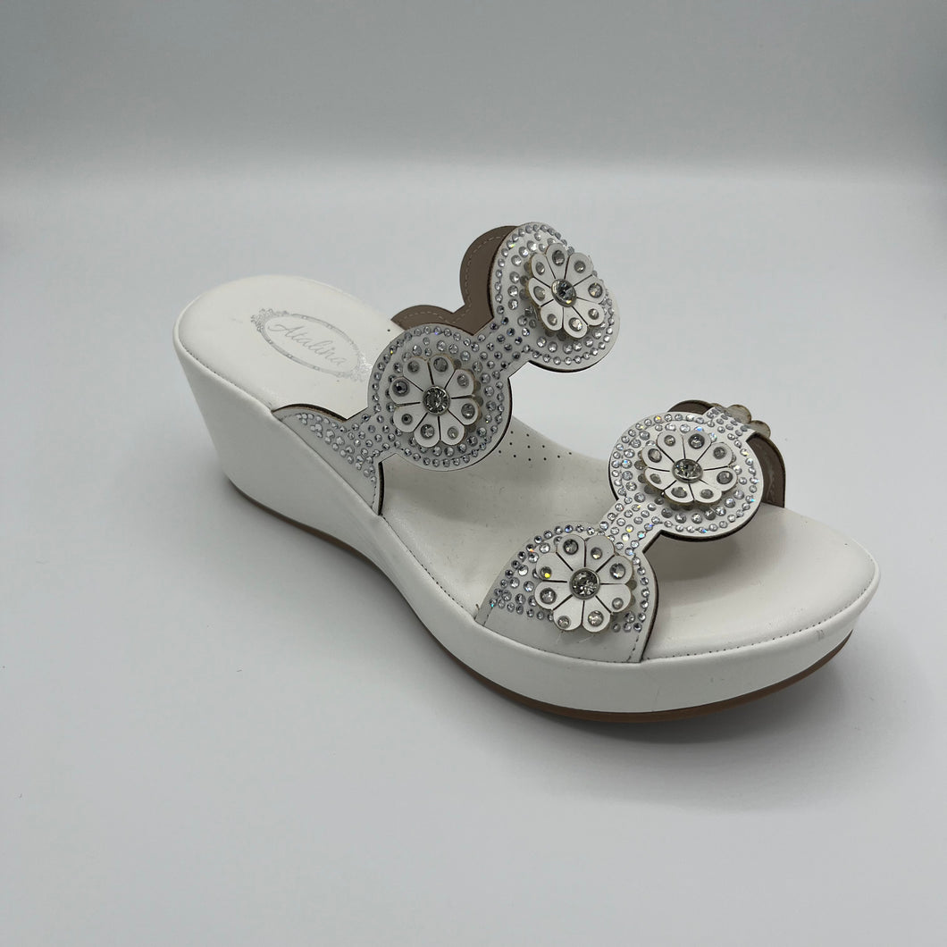 Pure Elegance Platform Slide with Crystal Medallion Embellishments