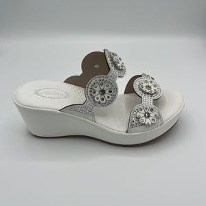 Pure Elegance Platform Slide with Crystal Medallion Embellishments