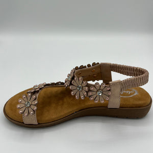 Blossom Daisy T-Strap Sandal with Crystal Embellishments