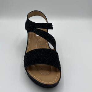 Rhinestone Embellished Comfort Wedge Sandal