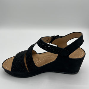 Rhinestone Embellished Comfort Wedge Sandal