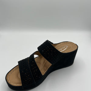 Breathable Laser-Cut Three-Strap Wedge Sandal