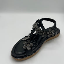 Load image into Gallery viewer, Blooming Crystal T-Strap Sandal with Elastic Comfort Band
