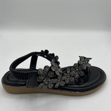 Load image into Gallery viewer, Blooming Crystal T-Strap Sandal with Elastic Comfort Band
