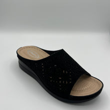 Load image into Gallery viewer, Geometric Cutout Comfort Slide with Rhinestone Detail
