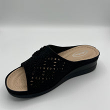Load image into Gallery viewer, Geometric Cutout Comfort Slide with Rhinestone Detail
