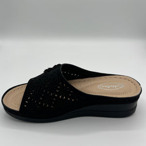 Geometric Cutout Comfort Slide with Rhinestone Detail