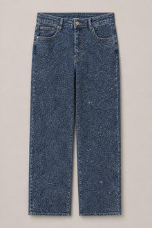 Load image into Gallery viewer, Paisley Rhinestone Jeans in Blue — Front product view
