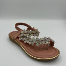 Load image into Gallery viewer, Blooming Crystal T-Strap Sandal with Elastic Comfort Band
