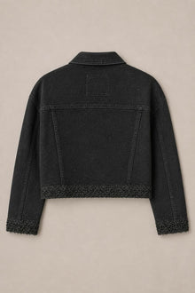 Load image into Gallery viewer, Embellished Cropped Jacket in Black — Back product view
