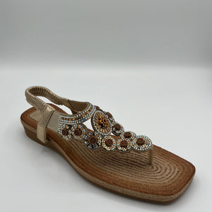 Medallion Circle Espadrille Sandal with Crystal Detail