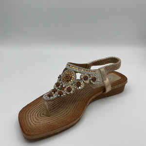 Medallion Circle Espadrille Sandal with Crystal Detail