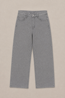 Load image into Gallery viewer, Rhinestone Jeans in Light Gray — Front studio product view
