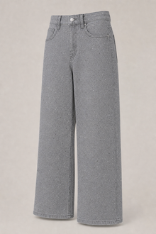 Load image into Gallery viewer, Rhinestone Jeans in Light Gray — AI-assisted three-quarter product view
