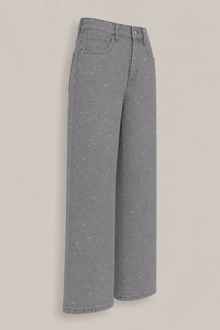 Load image into Gallery viewer, Rhinestone Jeans in Light Gray — AI-assisted side product view
