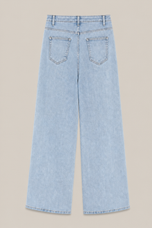 Load image into Gallery viewer, light-wash-eyelet-floral-cutout-wide-leg-jeans — stone gray product back image
