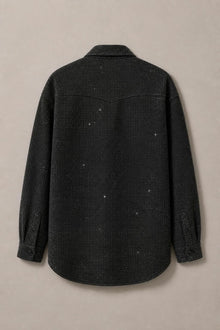Load image into Gallery viewer, Rhinestone Shirt Jacket in Black — Back product view
