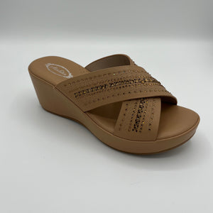 Rhinestone Crisscross Comfort Wedge