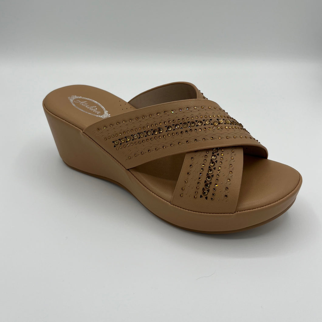 Rhinestone Crisscross Comfort Wedge