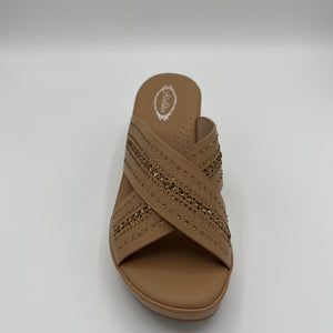 Rhinestone Crisscross Comfort Wedge