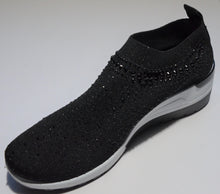 Load image into Gallery viewer, Black Crystal-Embellished Slip-On Sneakers II
