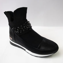 Load image into Gallery viewer, Black Sneaker Boots with Floral Crystal Embellishments
