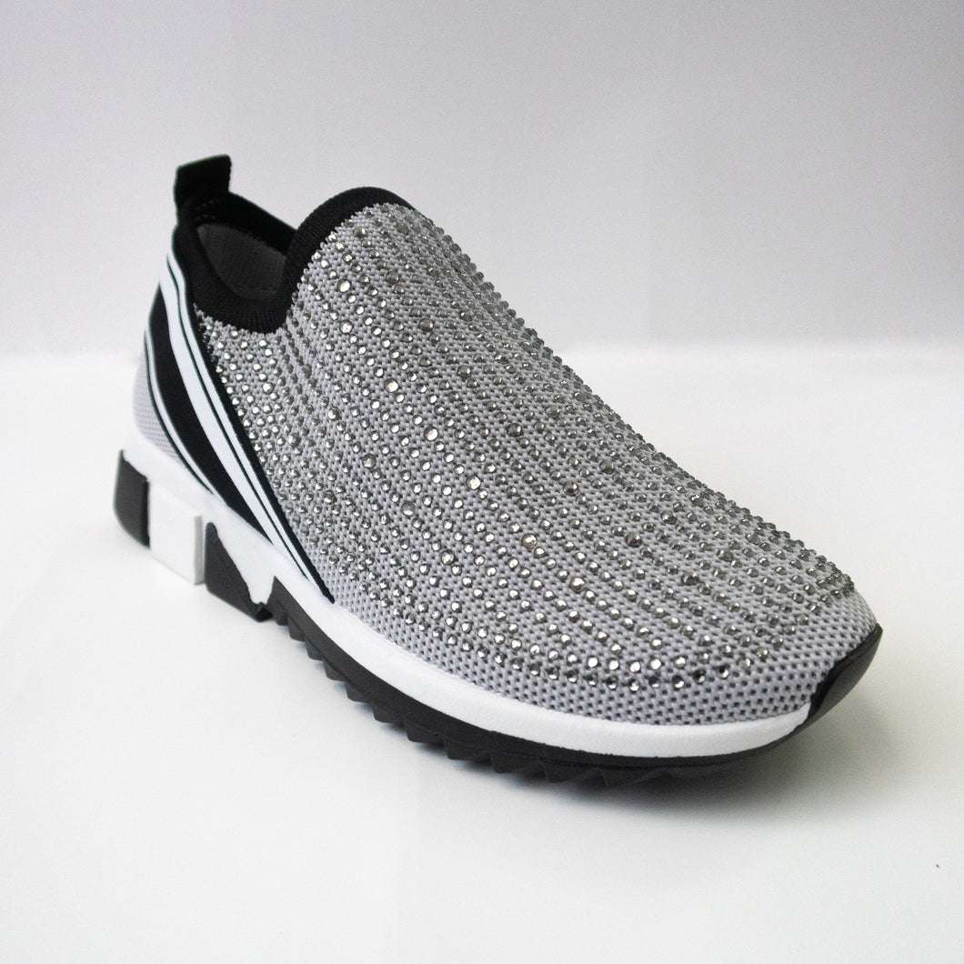 Light Gray Crystal-embellished Sock Sneakers