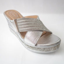 Load image into Gallery viewer, Silver Cross-Strap Wedges
