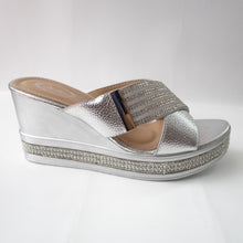Load image into Gallery viewer, Silver Cross-Strap Wedges
