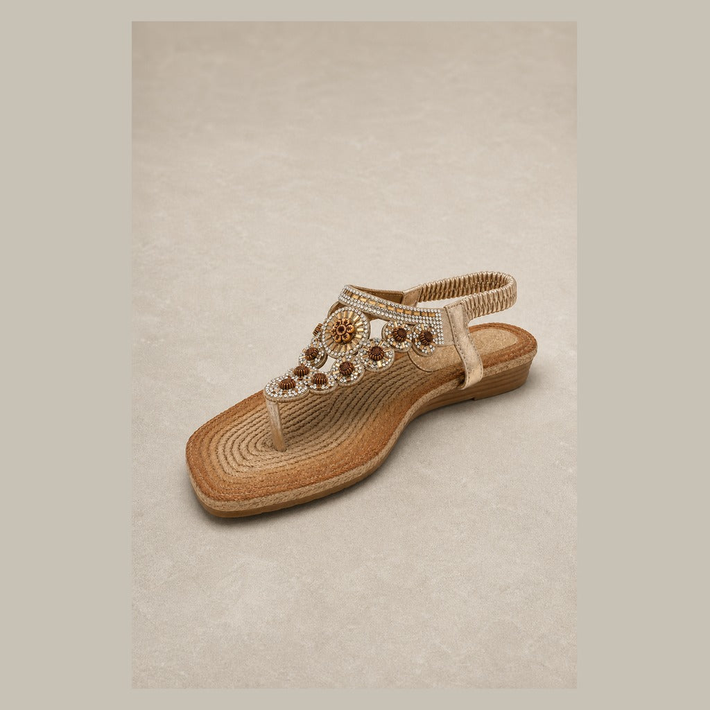 Medallion Circle Espadrille Sandal with Crystal Detail