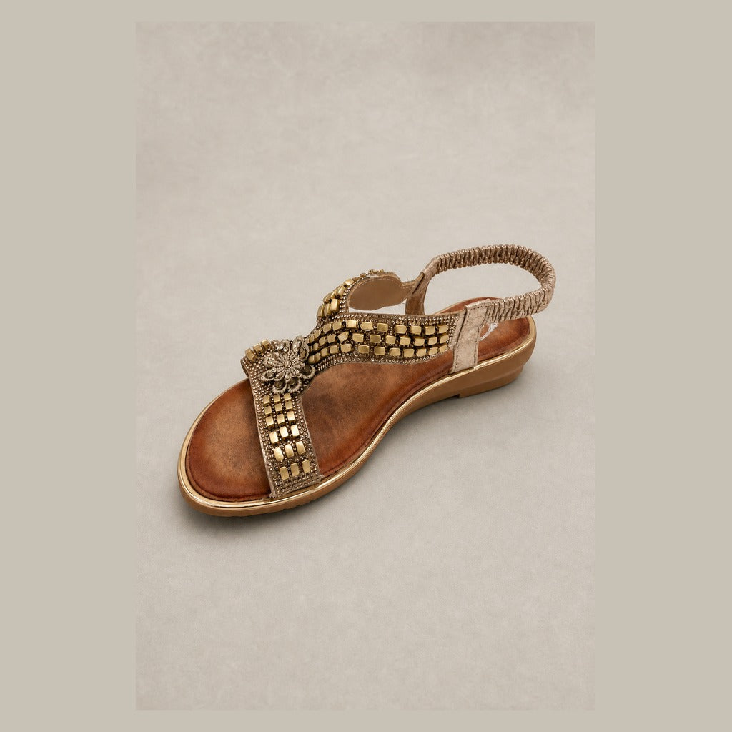 Shimmer Crystal Cross-Band Wedge Slide
