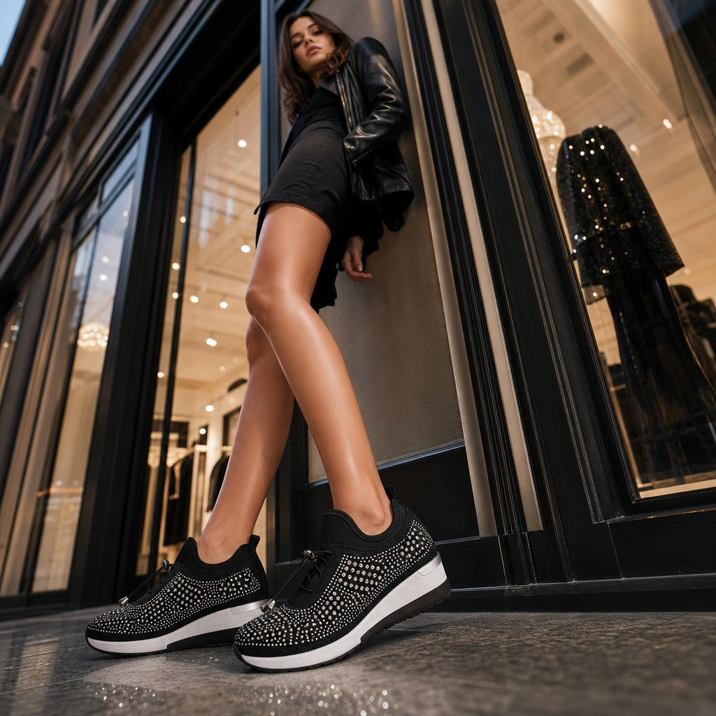Crystal-Embellished Slip-On Gym Shoe editorial lookbook image